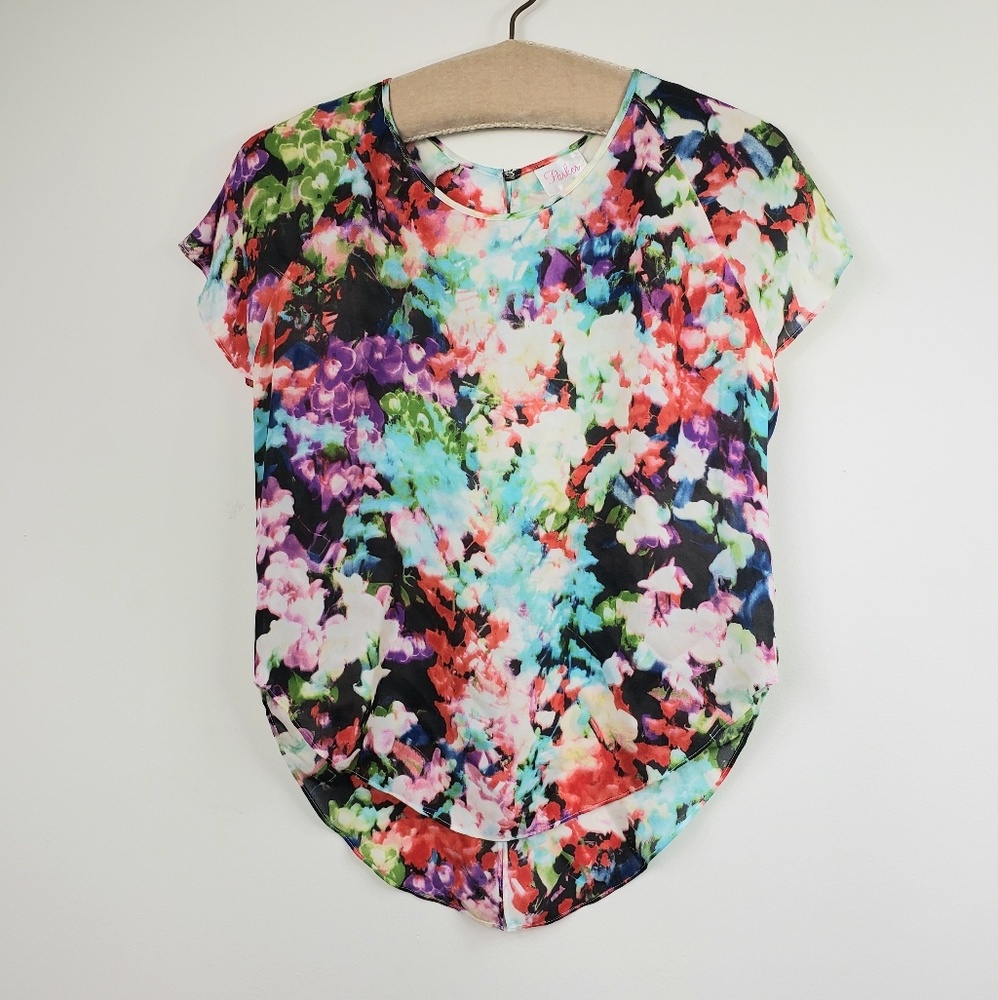 Parker Watercolor open back silk blouse